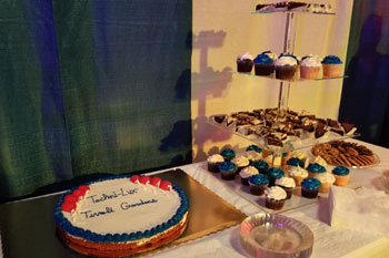  dessart table with cookie cake, various cupcakes, cookies and brownies, Meet & Greet TIVOLI Gardens - Techni-Lux, Orlando, Florida USA