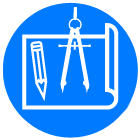 Design support icon blue circle