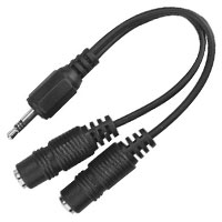 Mini 3.5 mm 2way Y Splitter Cable - 1 Male to 2 Females, 6 inch