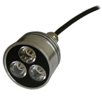 UltraLED MR16 3 x 1w Cool White LEDS - 45 degree beam with black 16' foot cable RJ45 connector, silver color