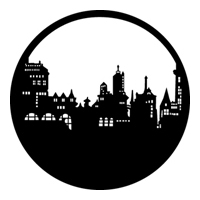 GAM:250-G212 -- G212 Old City Skyline Steel Metal Gobo, Size: Specify